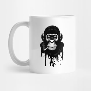 B&W smoking chimp illustration, Printed Truth Gift Idea! Mug